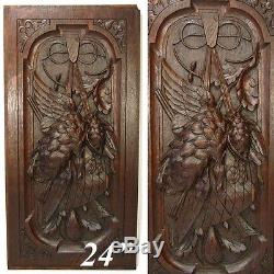 Antique Black Forest Style Carved Oak 24 Panel Hunt Theme
