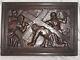 01c31 Panel Wood Carved Sculpture Bas Relief Path Cross Christ Religion