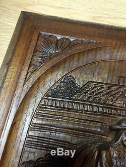 04910 French Antique Carved Wood Architectural Panel Brittany 1900s