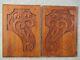 1 Pair Of Hand-carved Walnut Wood Panels, Art Nouveau Around 1900