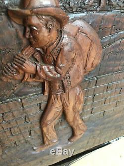 10082 French Antique Carved Wood Architectural Panel Brittany 1900s