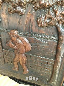 10082 French Antique Carved Wood Architectural Panel Brittany 1900s