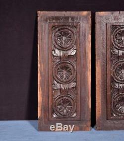 11 French Antique Breton Hand Carved Architectural Panels Solid Chestnut Wood
