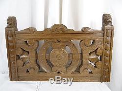 14 Antique French Oak Wood Carved Pediment Panel Ornament Lions