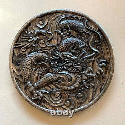 14 Asian Chinese Dragon Carved Wood Wall Art Feng Shui Decor Plaque Panel