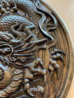 14 Asian Chinese Dragon Carved Wood Wall Art Feng Shui Decor Plaque Panel