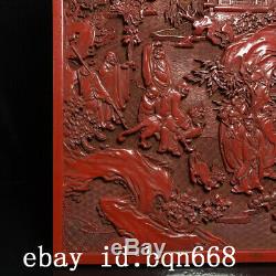 15 Chinese antique Lacquer ware wood hand carved Lohan character hanging panel