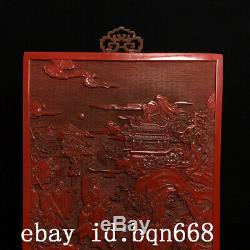 15 Chinese antique Lacquer ware wood hand carved Lohan character hanging panel