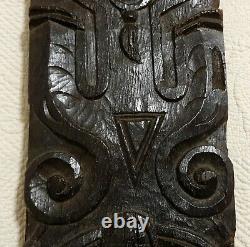 16 th C Scroll lady wood carved panel Antique french architectural salvage 33
