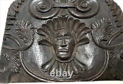 16 th Green man fleur de lis carving panel Antique french architectural salvage