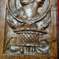 16 th c Angel wooman wood carving panel Antique French architectural salvage