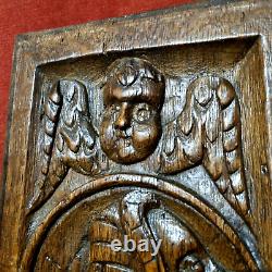 16 th c Angel wooman wood carving panel Antique French architectural salvage