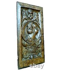 16 th c Angel wooman wood carving panel Antique French architectural salvage