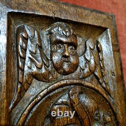 16 th c Angel wooman wood carving panel Antique French architectural salvage