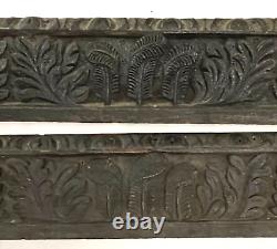 1600s ANTIQUE GOTHIC HAND CARVED FOLIAGE OAK WOOD PANELS, ARCHITECTURAL ACCENT