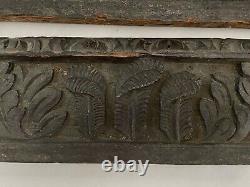 1600s ANTIQUE GOTHIC HAND CARVED FOLIAGE OAK WOOD PANELS, ARCHITECTURAL ACCENT