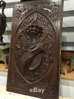 16119 French Antique Carved Wood Architectural Panel 1900s