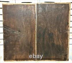 16th Pair portrait wood carving panel Antique french architectural salvage 17