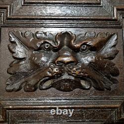 17 th C Green man lion wood carving panel Antique french architectural salvage