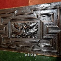 17 th C Green man lion wood carving panel Antique french architectural salvage