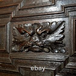 17 th C Green man lion wood carving panel Antique french architectural salvage