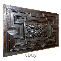 17 th C Green man lion wood carving panel Antique french architectural salvage