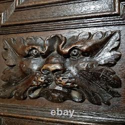 17 th C Green man lion wood carving panel Antique french architectural salvage