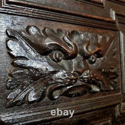 17 th C Green man lion wood carving panel Antique french architectural salvage