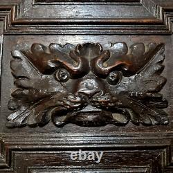 17 th C Green man lion wood carving panel Antique french architectural salvage