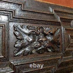 17 th C Green man lion wood carving panel Antique french architectural salvage