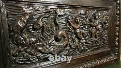 17 th C Neptune angel carving panel Antique french architectural salvage 26