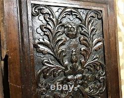 17 th C Pair green man carving panel Antique french architectural salvage 17
