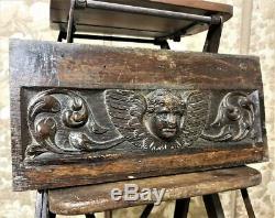 17 th angel wood carving panel Antique french sculpture architectural salvage