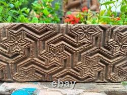 1700' Antique Old Hand Carved Floral Wooden Beautiful Wall Hanging Panel