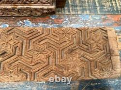 1700' Antique Old Hand Carved Floral Wooden Beautiful Wall Hanging Panel