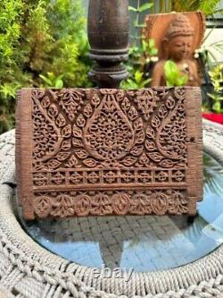 1700's Ancient Wooden Hand Carved Fine Floral Leaf Wall Hanging Panel