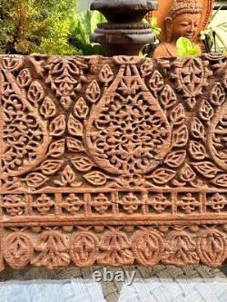 1700's Ancient Wooden Hand Carved Fine Floral Leaf Wall Hanging Panel