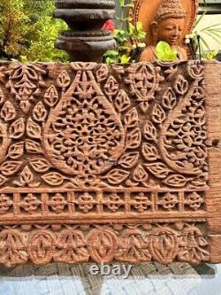 1700's Ancient Wooden Hand Carved Fine Floral Leaf Wall Hanging Panel