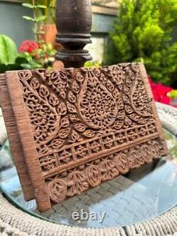 1700's Ancient Wooden Hand Carved Fine Floral Leaf Wall Hanging Panel