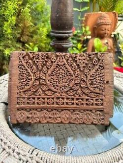 1700's Ancient Wooden Hand Carved Fine Floral Leaf Wall Hanging Panel