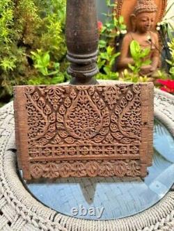 1700's Ancient Wooden Hand Carved Fine Floral Leaf Wall Hanging Panel