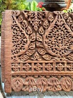 1700's Ancient Wooden Hand Carved Fine Floral Leaf Wall Hanging Panel