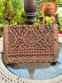 1700's Ancient Wooden Hand Carved Fine Floral Leaf Wall Hanging Panel