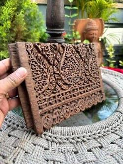 1700's Ancient Wooden Hand Carved Fine Floral Leaf Wall Hanging Panel