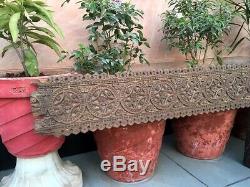 1700's Ancient Wooden Hand Carved Floral Fine Work Mughal 69'' Door Wall Panel