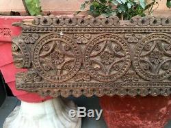 1700's Ancient Wooden Hand Carved Floral Fine Work Mughal 69'' Door Wall Panel
