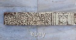 1700's Antique Old Hand Carved Wood Fine Mughal Islamic Flower Door Wall Panel