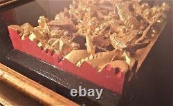 1700s-1800s chinese temple gold gilt wood carved door panel vtg bird flower art