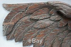 17th. C French Hand Carved Oak Wood Bird Dove Eagle Pediment Panel Scupture