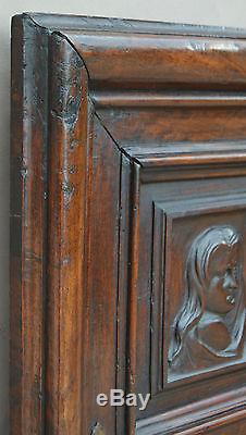 17th Century French Antique Hand Carved Wood Church Sacristy Door Panel